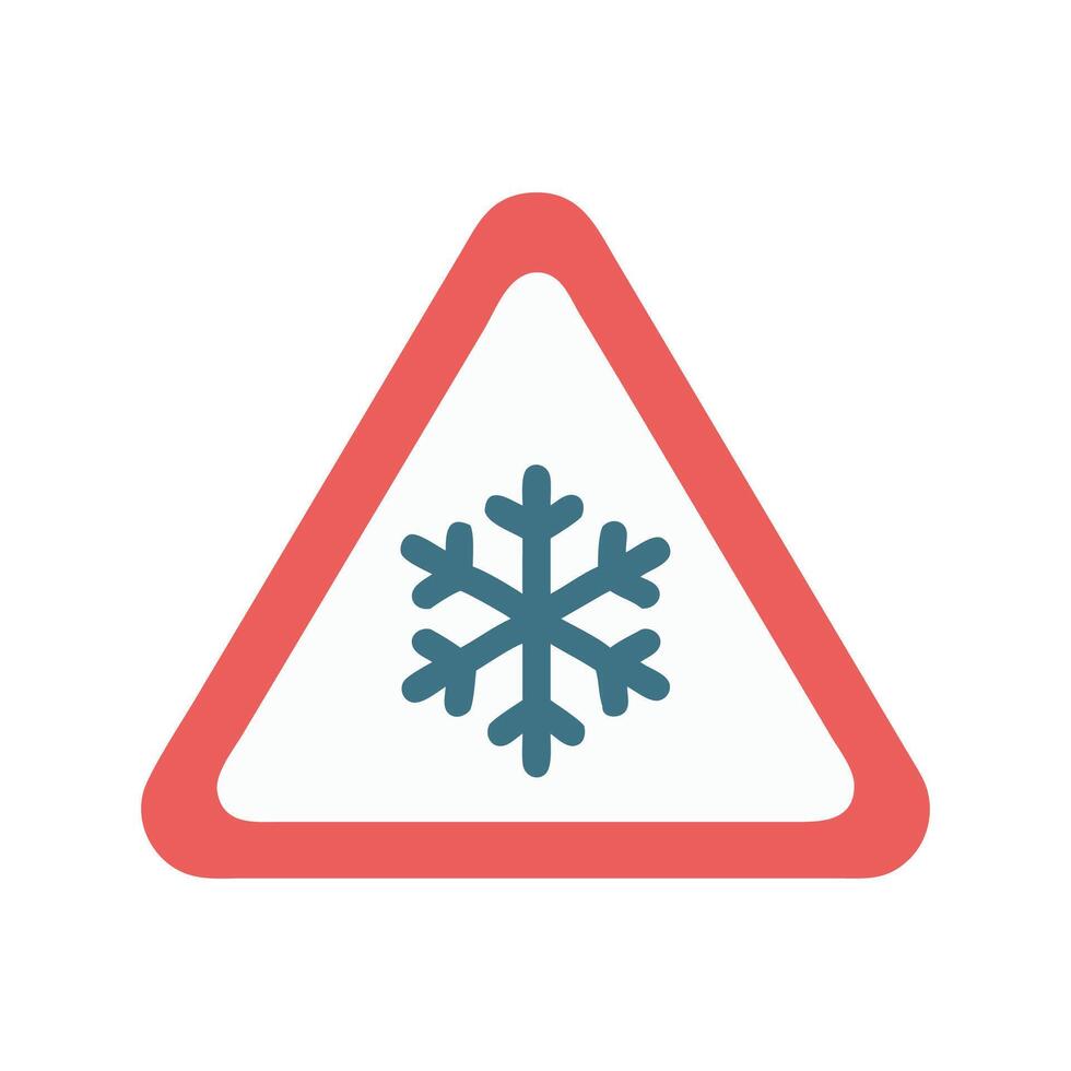 Snow Warning Traffic Sign on Black Background vector