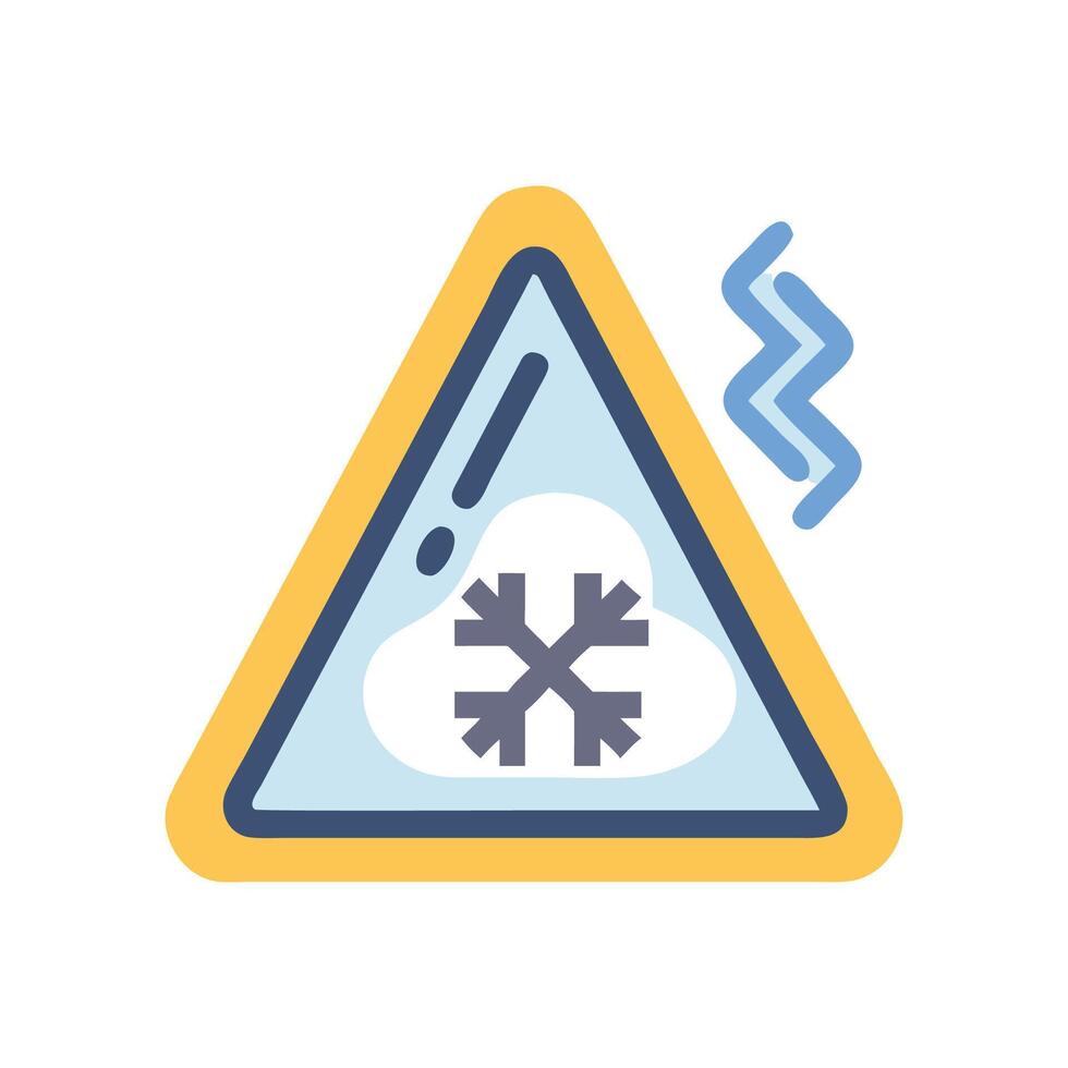 Caution Ice Risk Sign, Snowy Weather Warning, Hazard vector