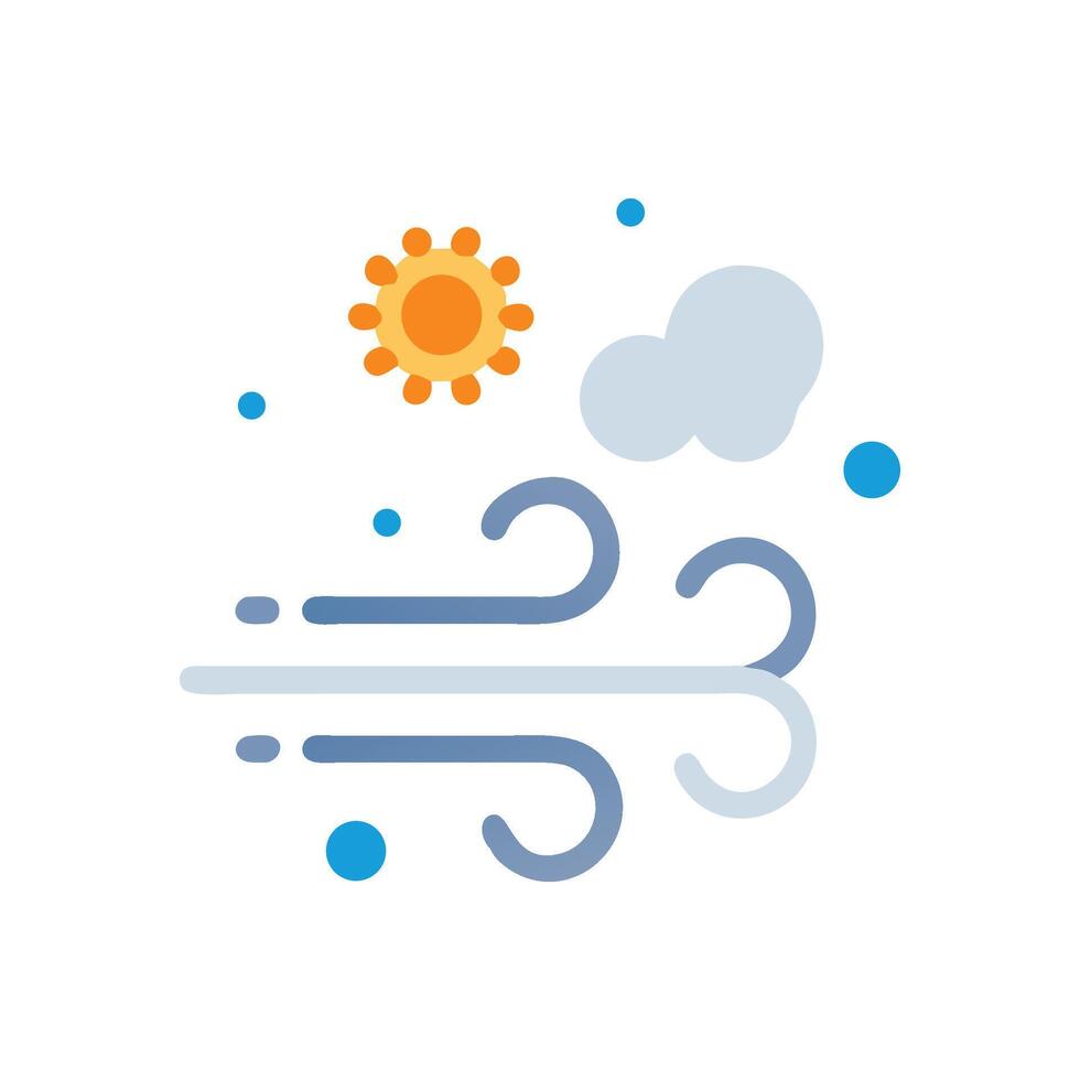 Windy weather, sunny day, icon illustration concept vector