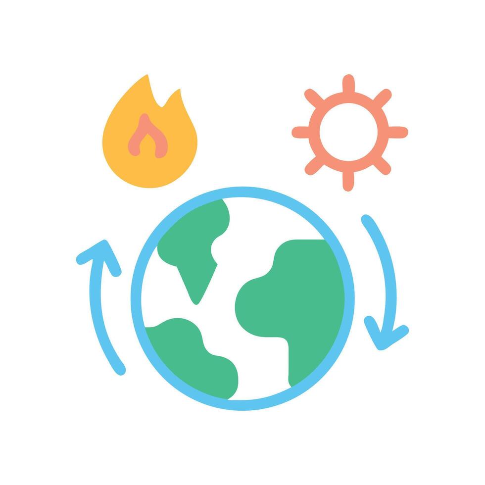 Global warming heat from sun and fire concept vector