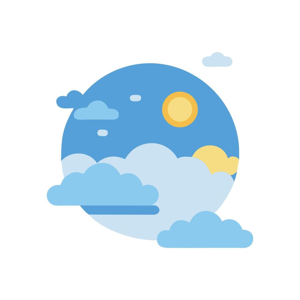 Cartoon Sky with Sun and Clouds Illustration vector