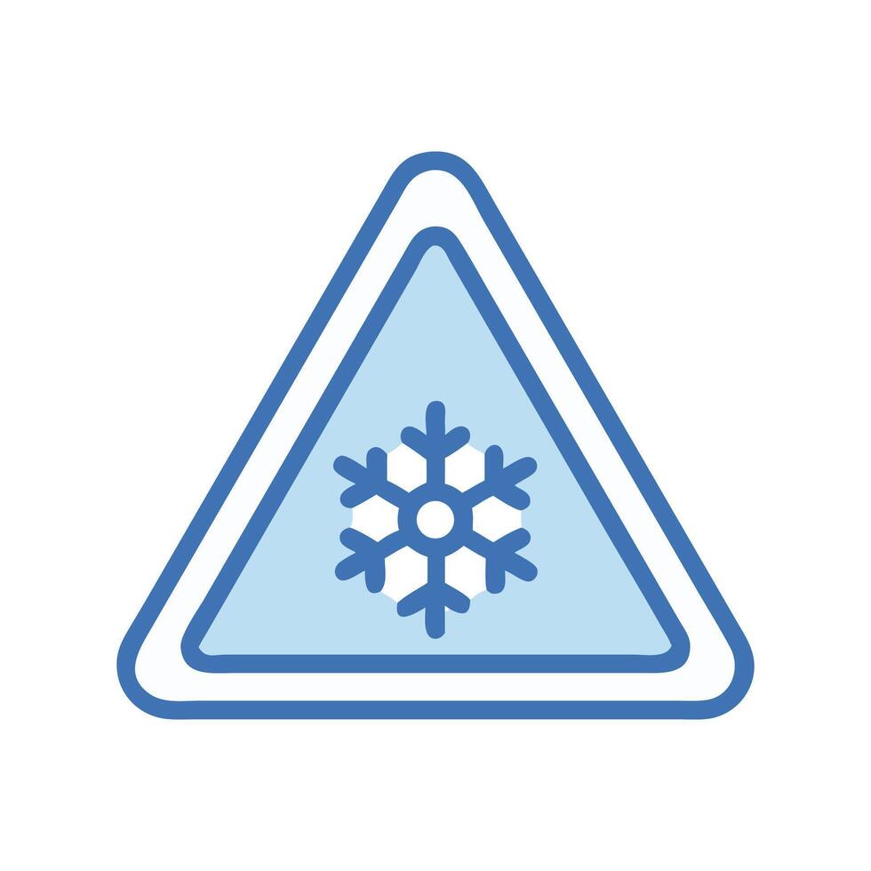 Snowflake warning sign caution danger risk hazard winter vector