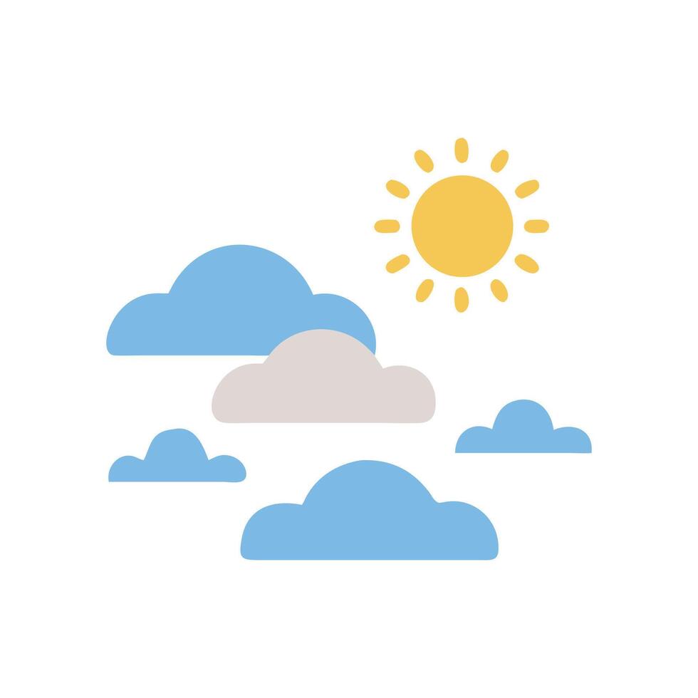 Cartoon Sun and Clouds on a Black Background vector