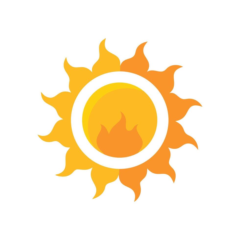 Stylized sun and flame icon logo illustration vector