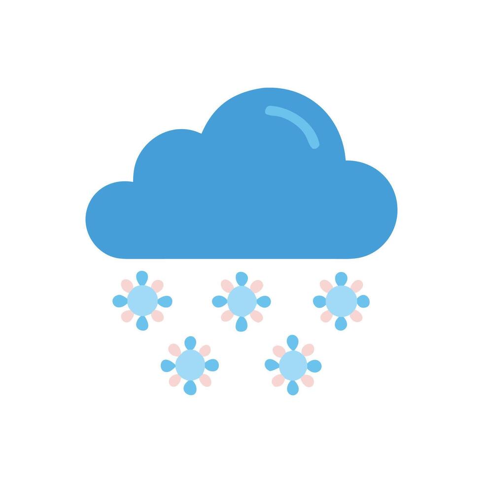 Snow cloud icon illustration, winter weather, blue and pink vector