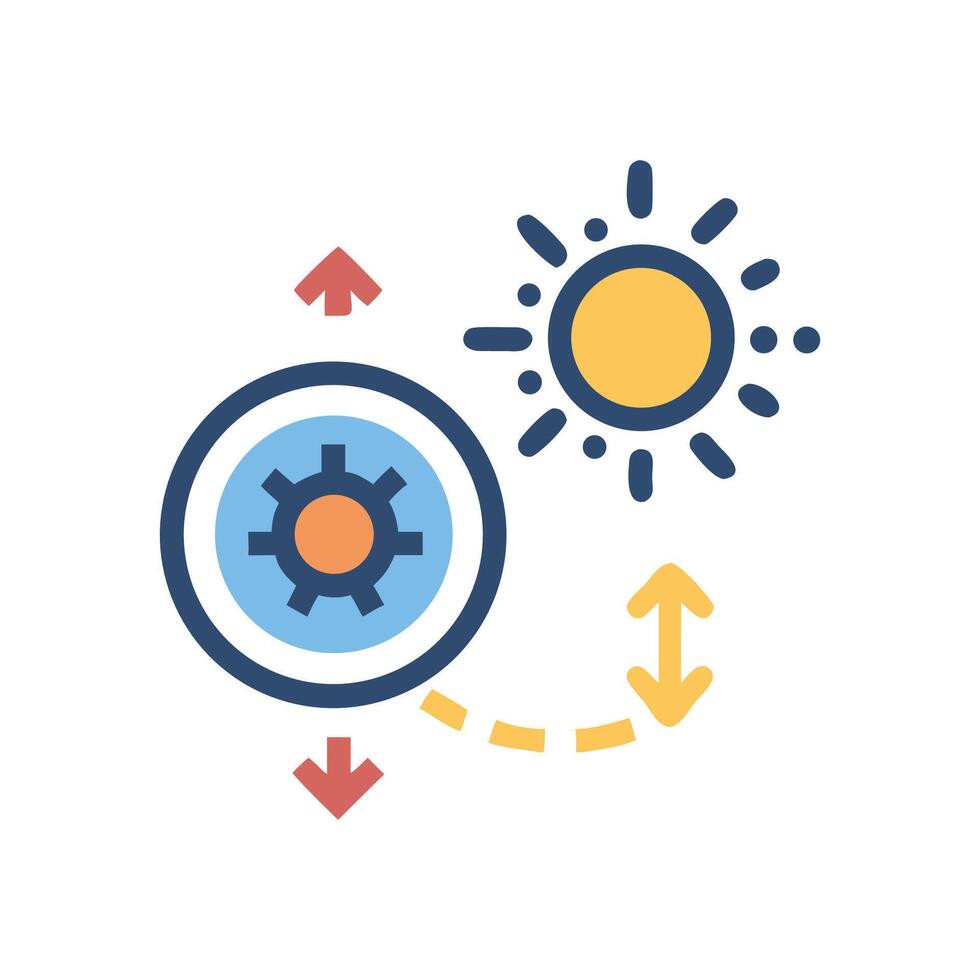Sun and Gear Icon for Energy Conversion Concept vector