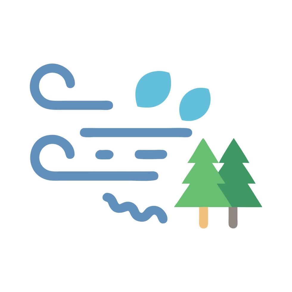 Windy weather with trees in the forest illustration vector