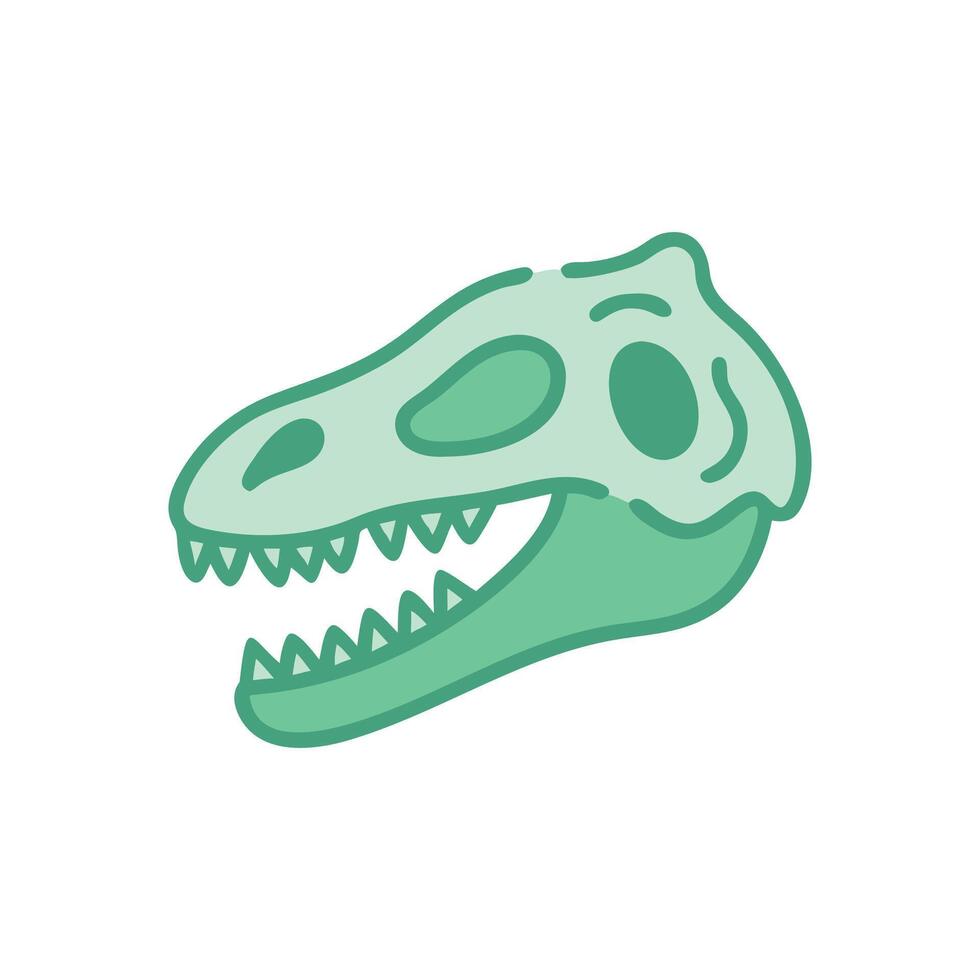 Cartoon Dinosaur Skull on Black Background Illustration vector