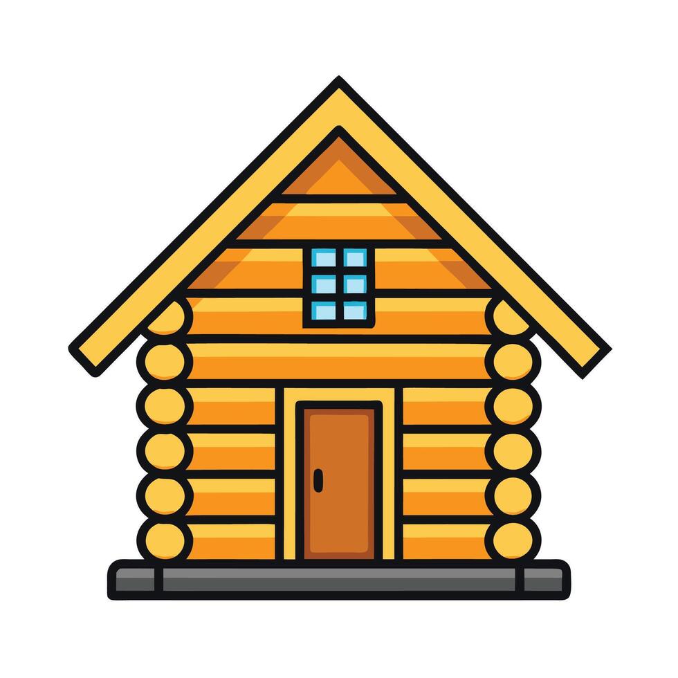 Charming Log Cabin Illustration Rustic Home Icon vector