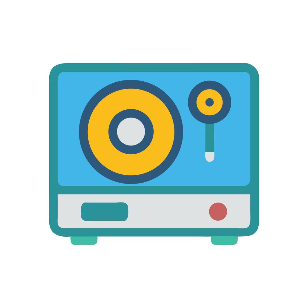Retro Vinyl Record Player Illustration on Black Background vector