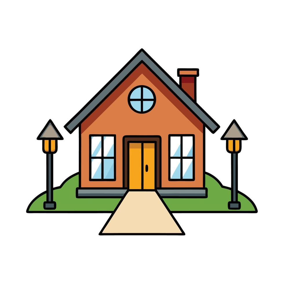 Illustration of a cute house with a lawn vector