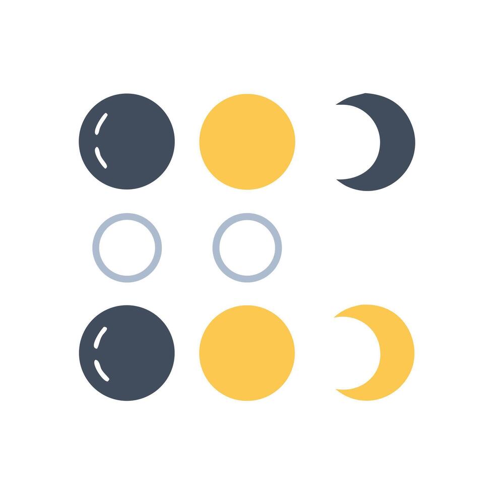 Moon Phases Illustration Lunar Cycle with Blue and Yellow vector
