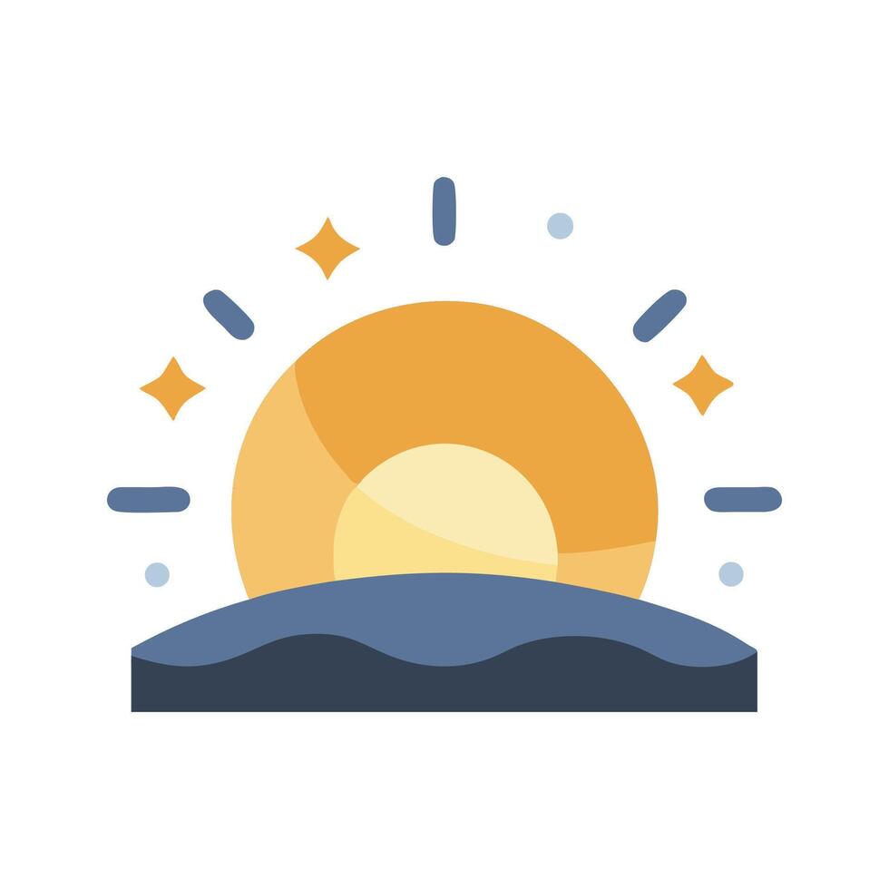 Sunrise over horizon, simple style on black vector