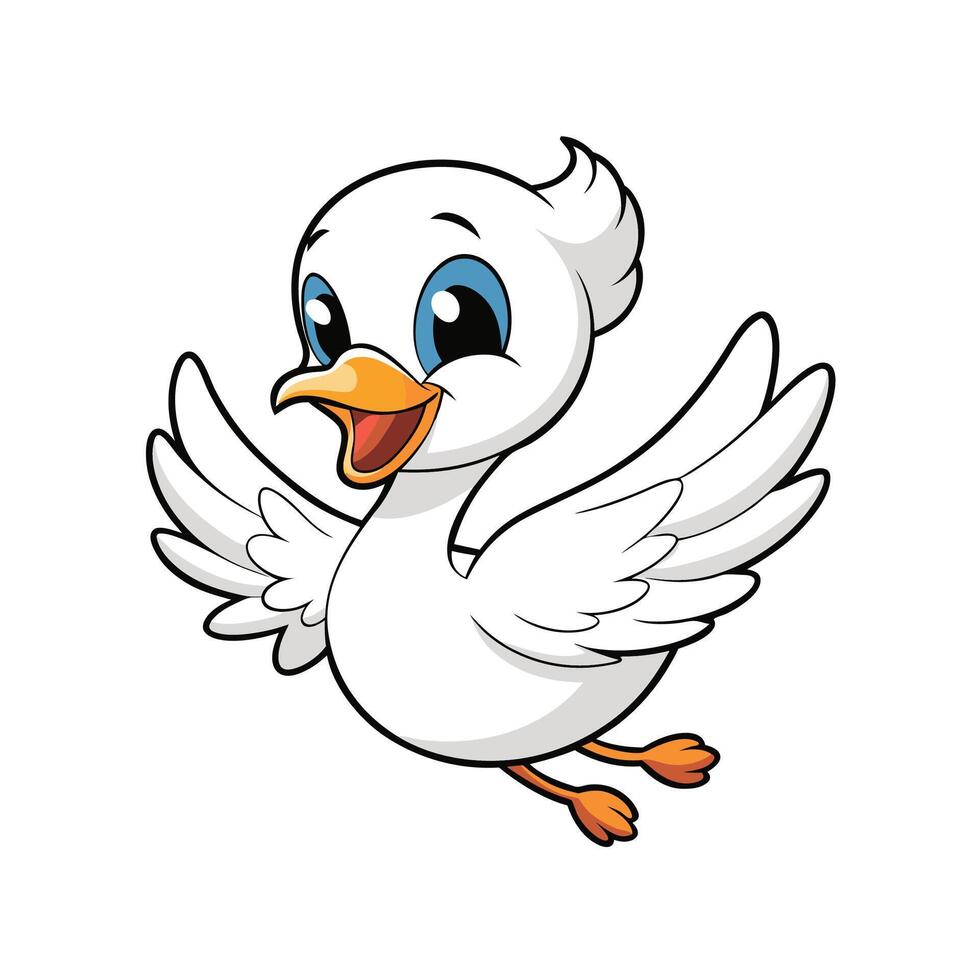 Cute Flying Cartoon Duck or Goose Illustration vector