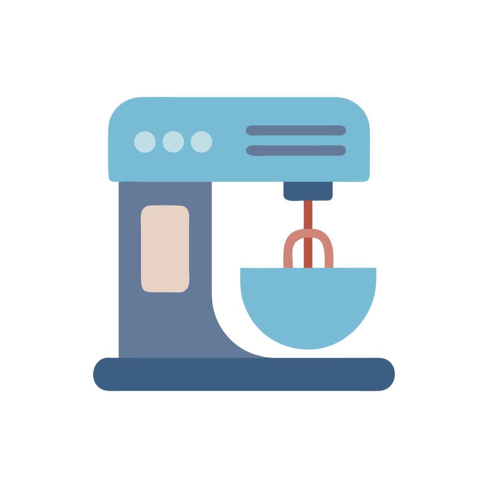 Blue stand mixer with bowl on black background vector
