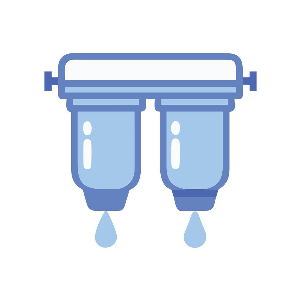 Two stage water filtration system icon on black background vector
