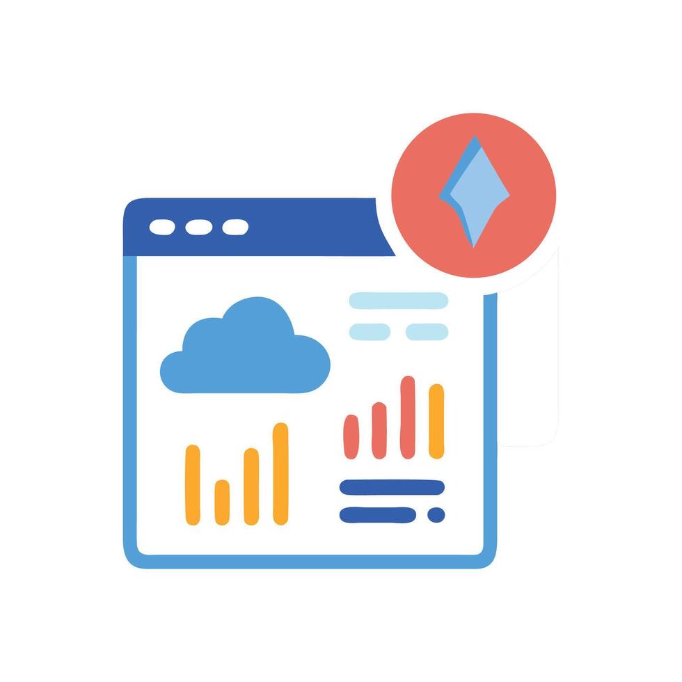 Cloud Statistics Dashboard Displaying Data Insights and Updates vector