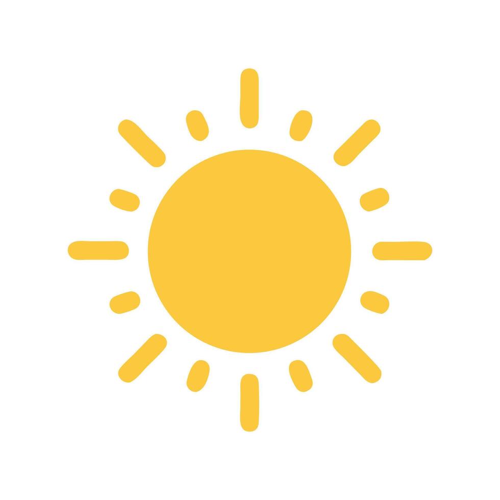 Yellow Sun Icon with Rays on Black Background vector