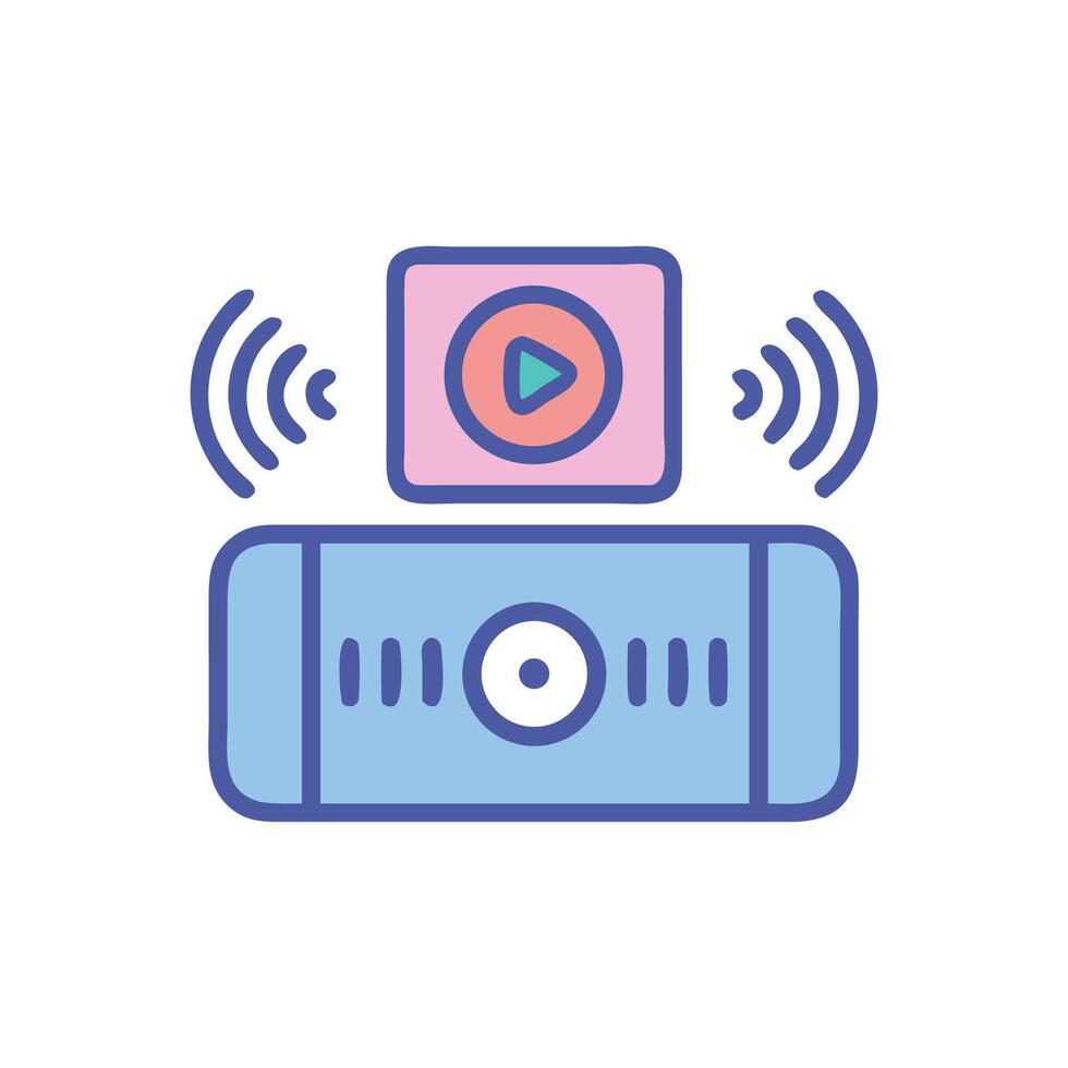 Smart speaker with display in cartoon style vector