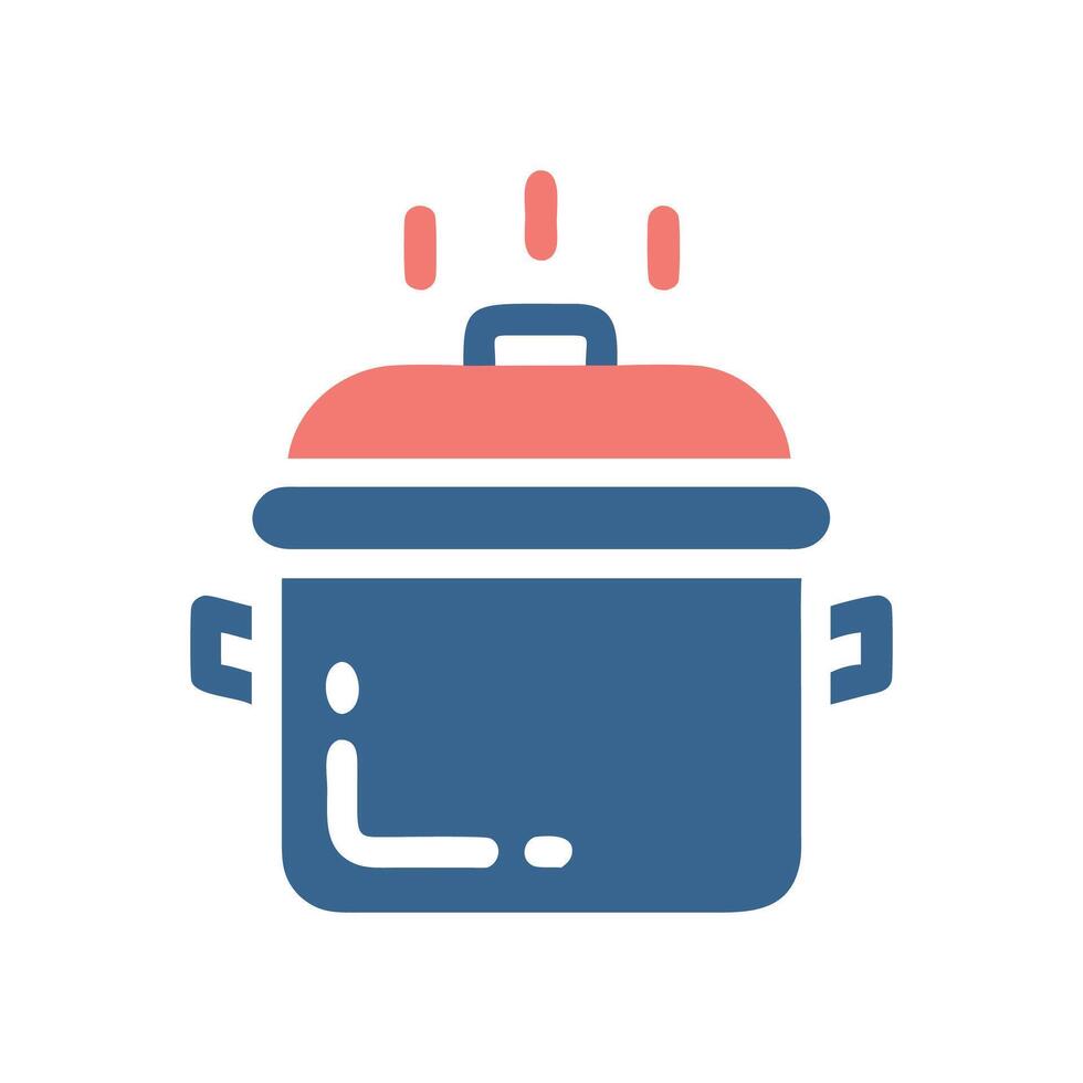 Steaming cooking pot icon illustration on black vector