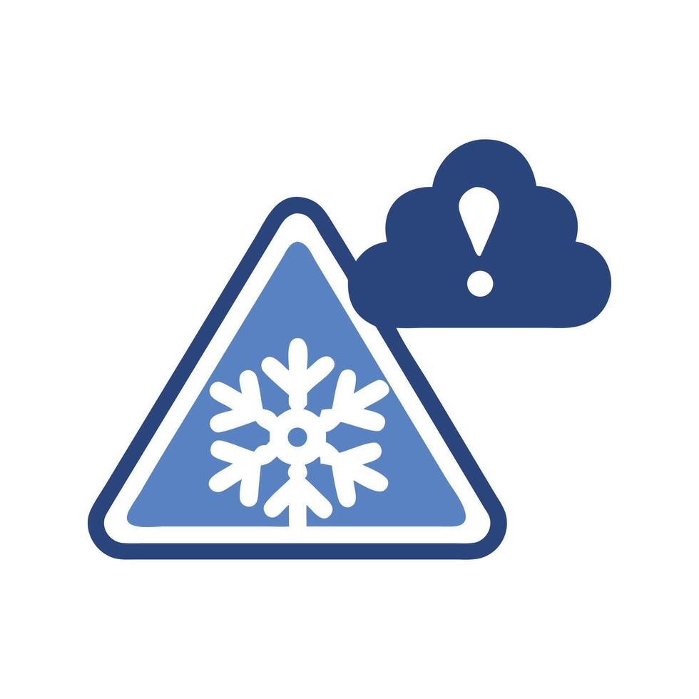 Winter Weather Warning Sign with Cloud and Snowflake vector