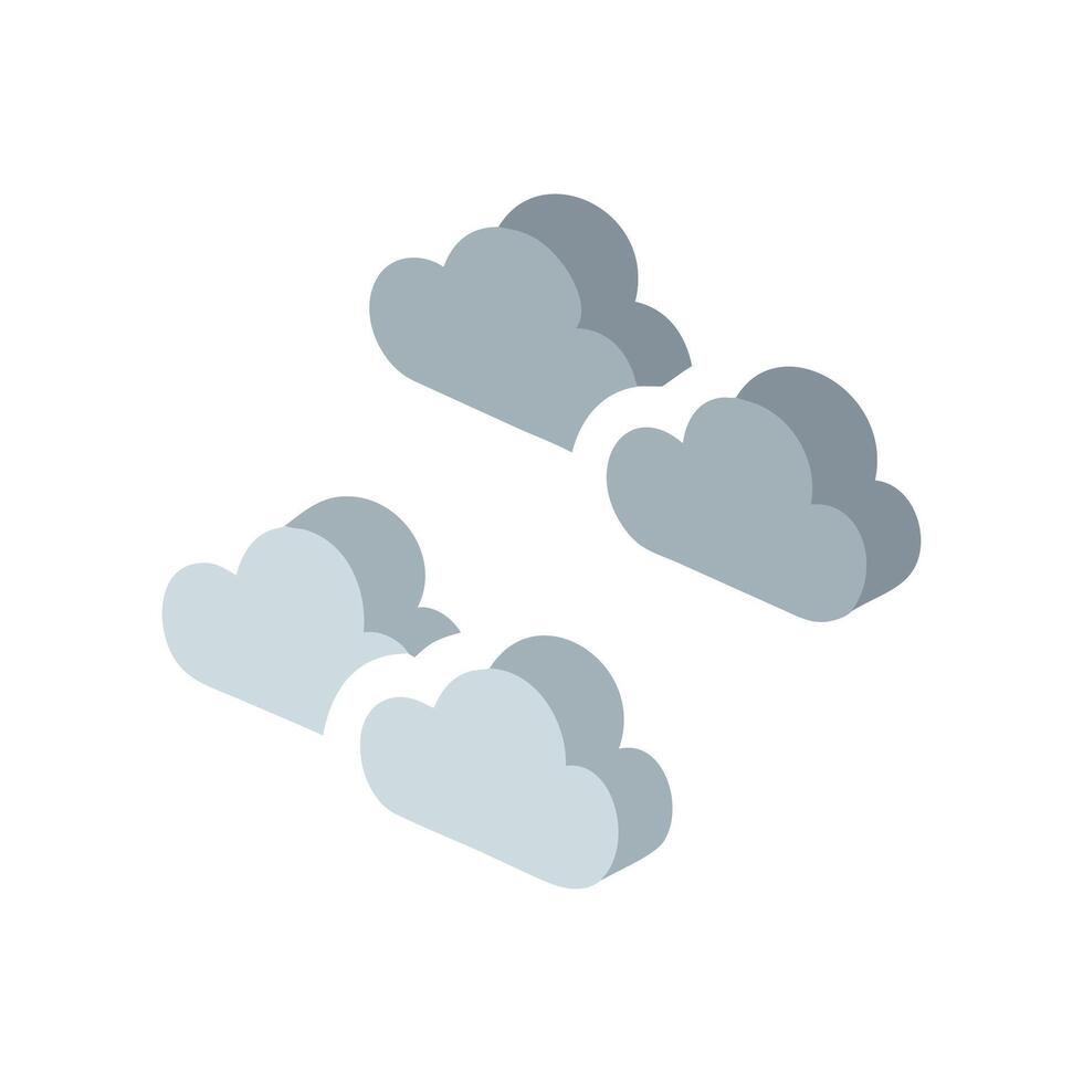 Isometric gray clouds illustration against a black background vector