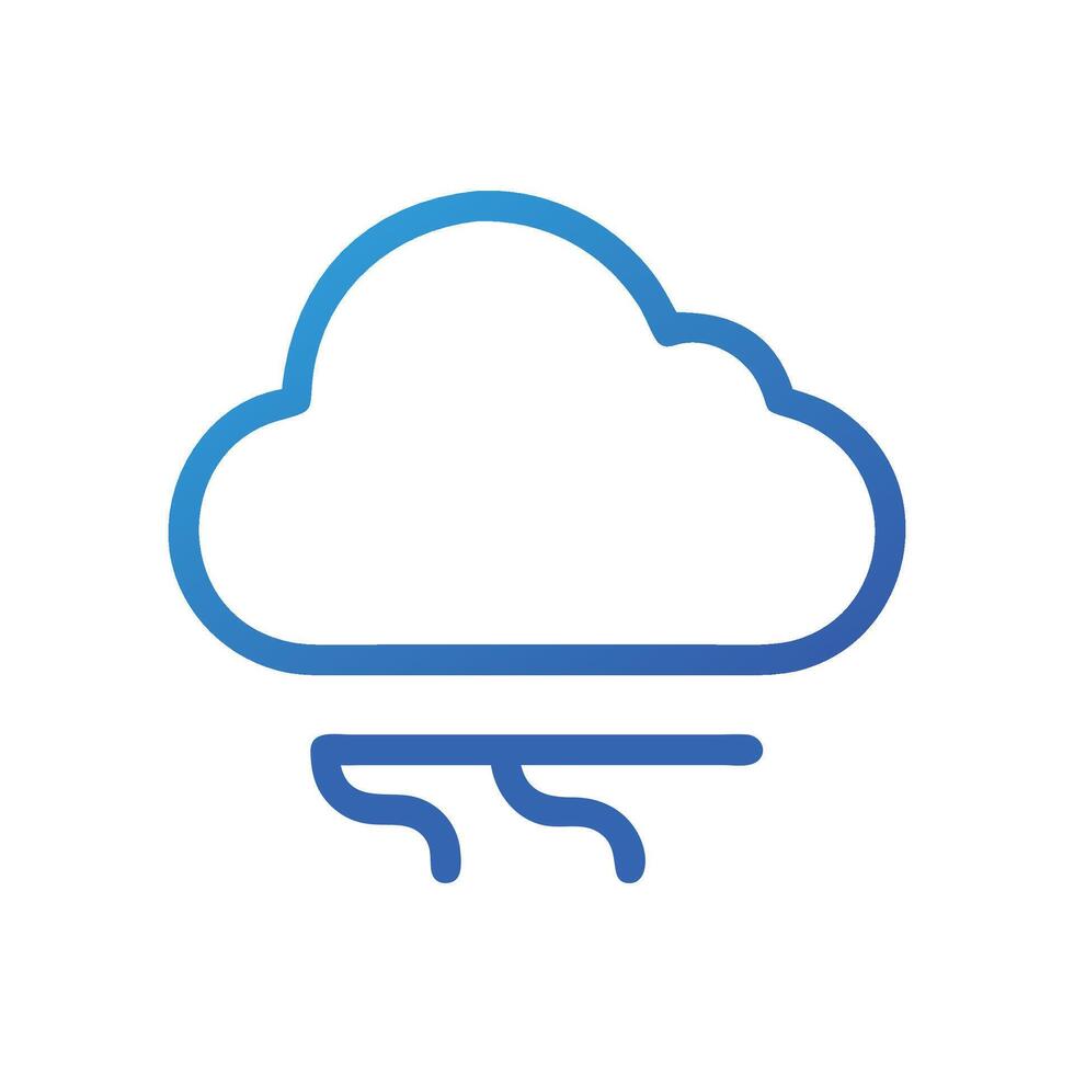 Blue outline foggy cloud icon on black background vector