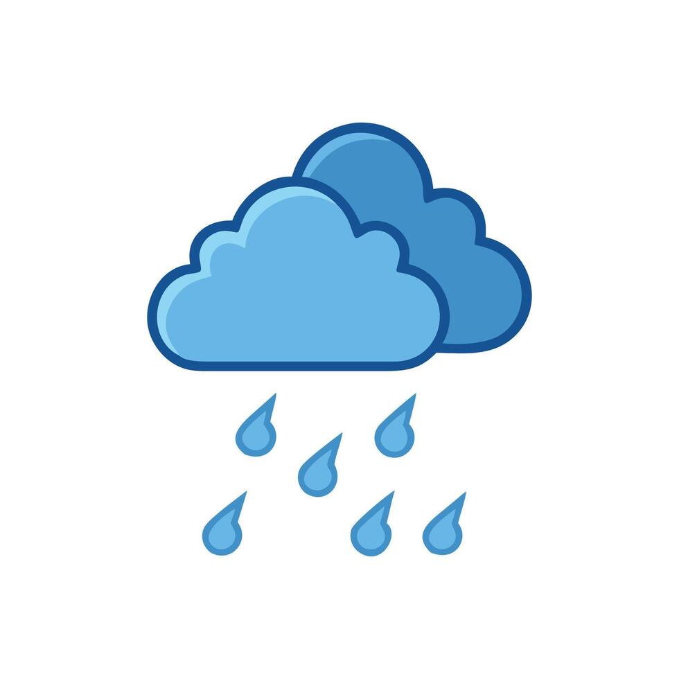 Simple Rain Clouds with Droplets Icon Illustration vector