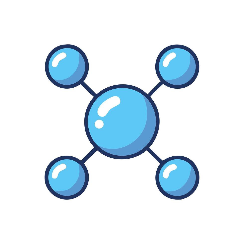 Stylized Blue Molecular Structure Icon on Black Background vector