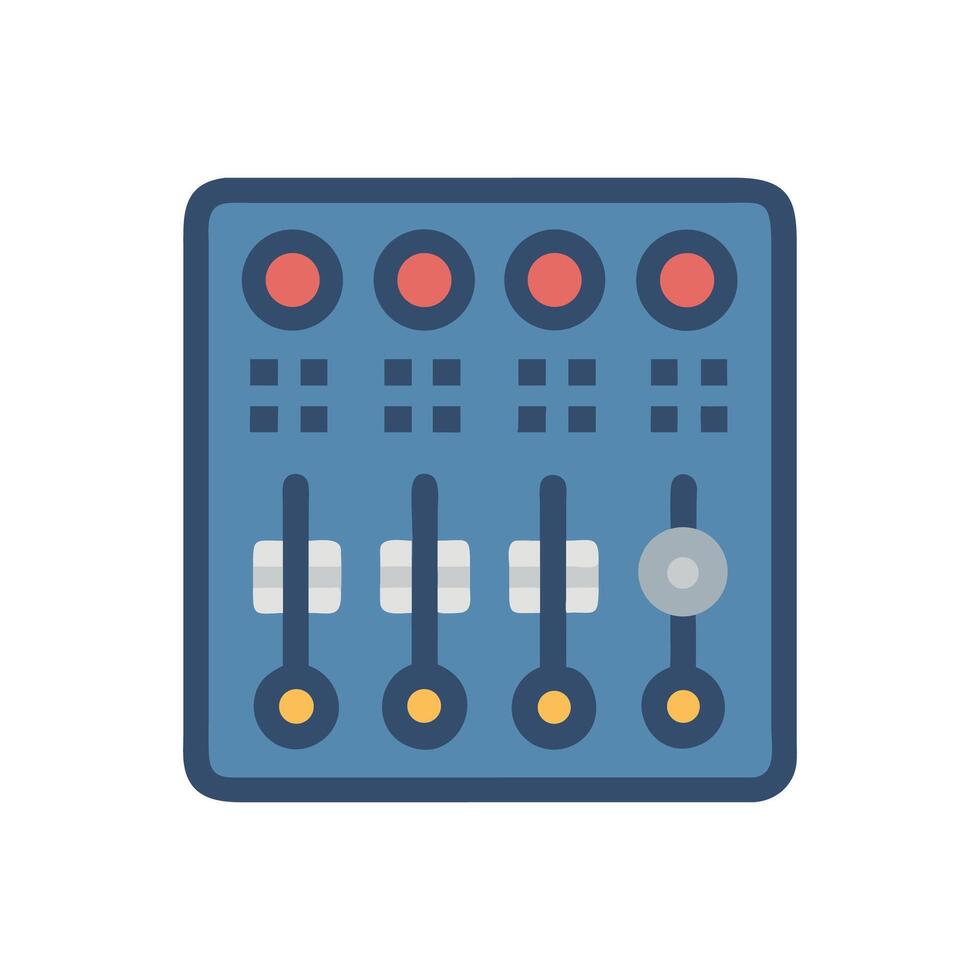 Blue Audio Mixer with Sliders and Knobs vector