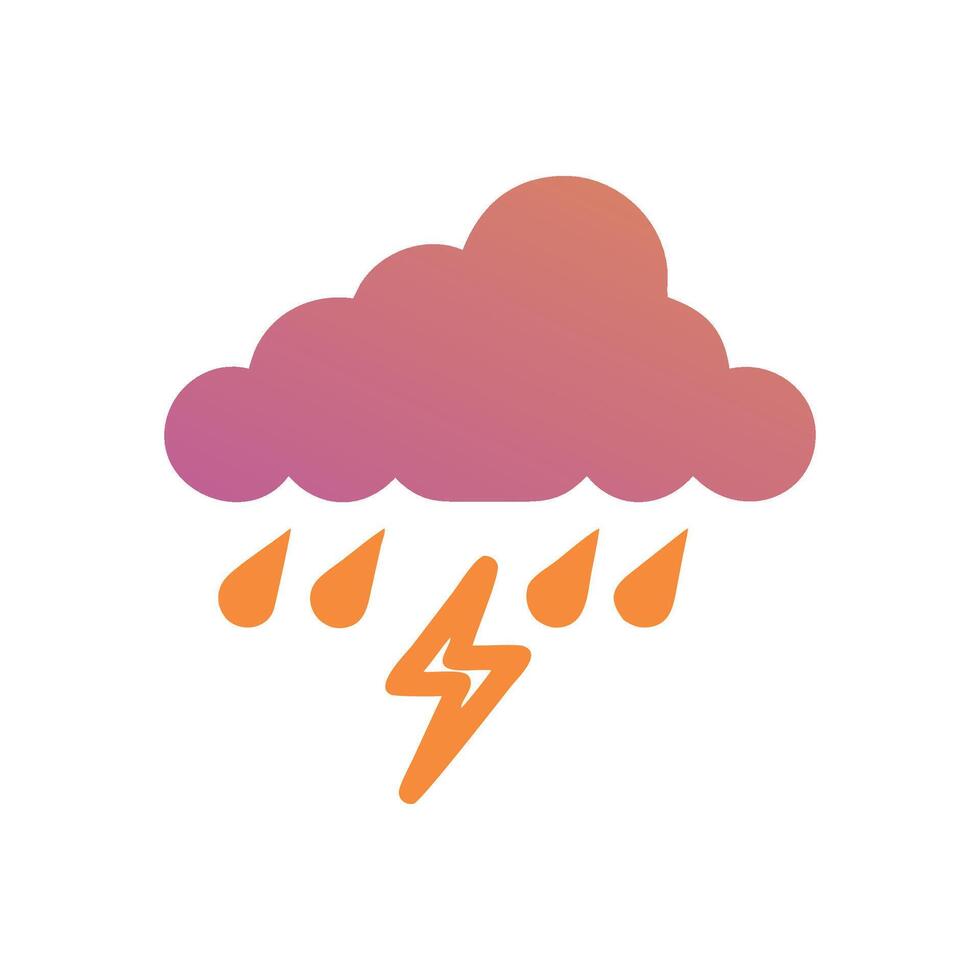 Thunderstorm cloud with rain and lightning, weather icon vector