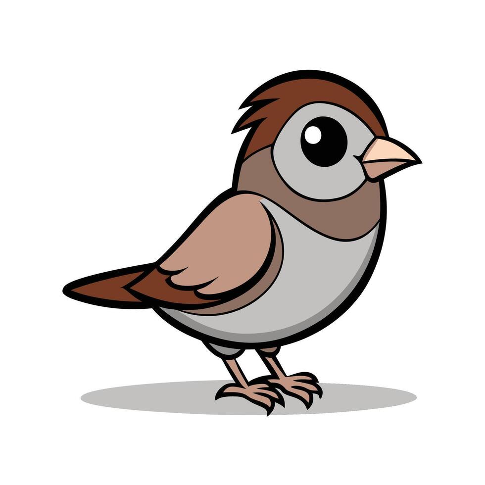 Cartoon Sparrow Bird Illustration Isolated on White Background vector