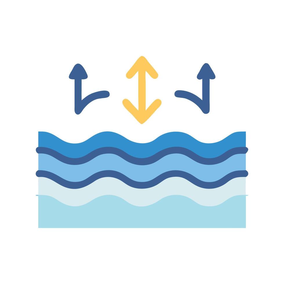 Water levels with arrows indicate up and down vector
