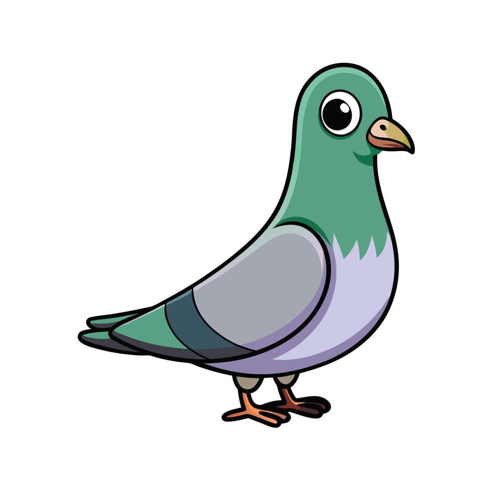 Cartoon Pigeon Illustration, Isolated on White Background vector