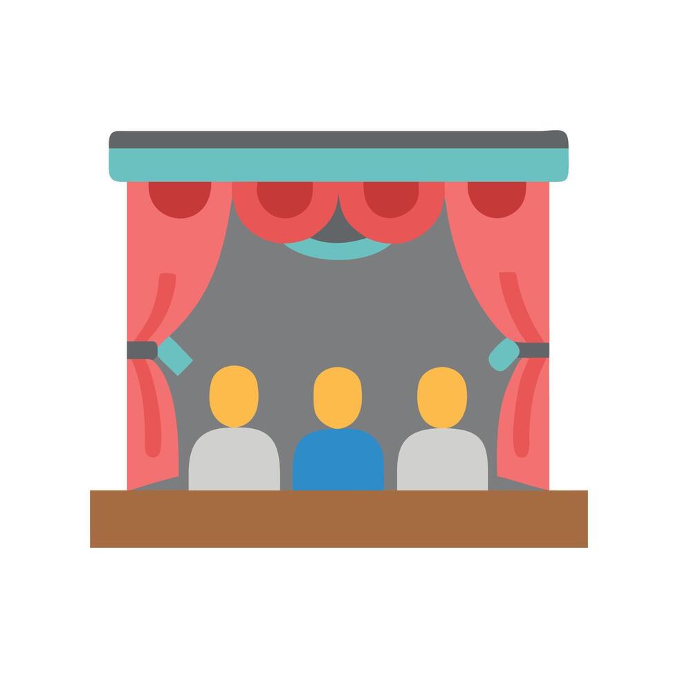 Theater Stage with Curtains and Audience Graphic Icon vector