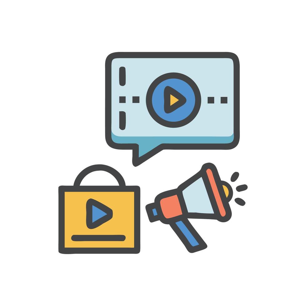 Marketing Strategy with Shopping Bag and Megaphone vector
