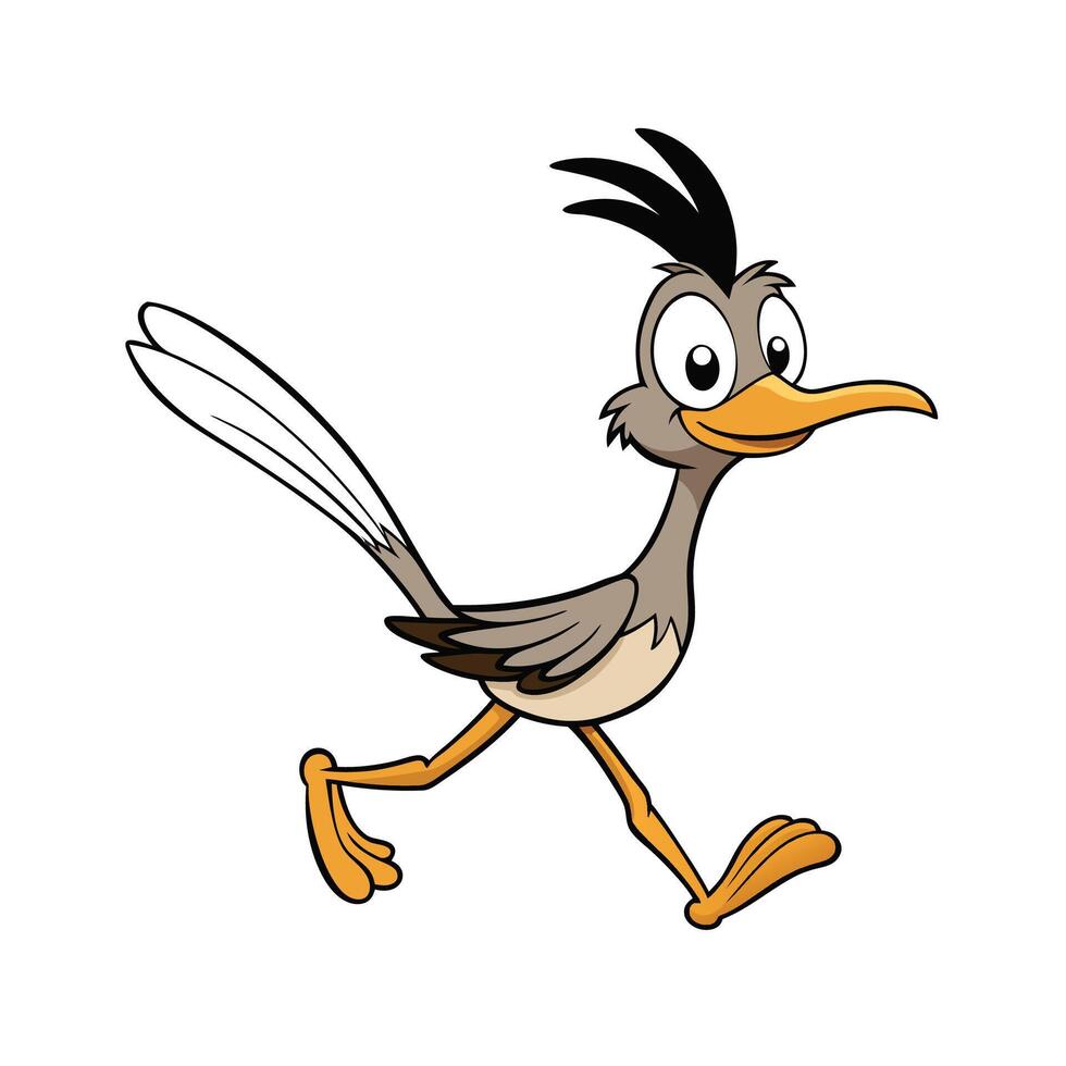 Cartoon Roadrunner Running Illustration of a Bird vector