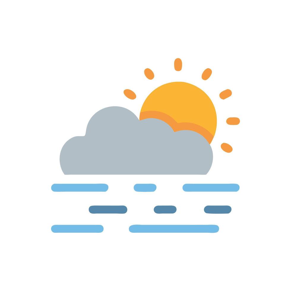 Stylized Sun, Cloud, and Ocean on Black Background vector