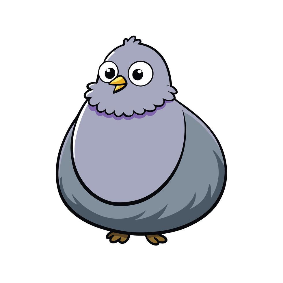 Cartoon Pigeon Illustration Cute, Funny Bird, Animal Character vector
