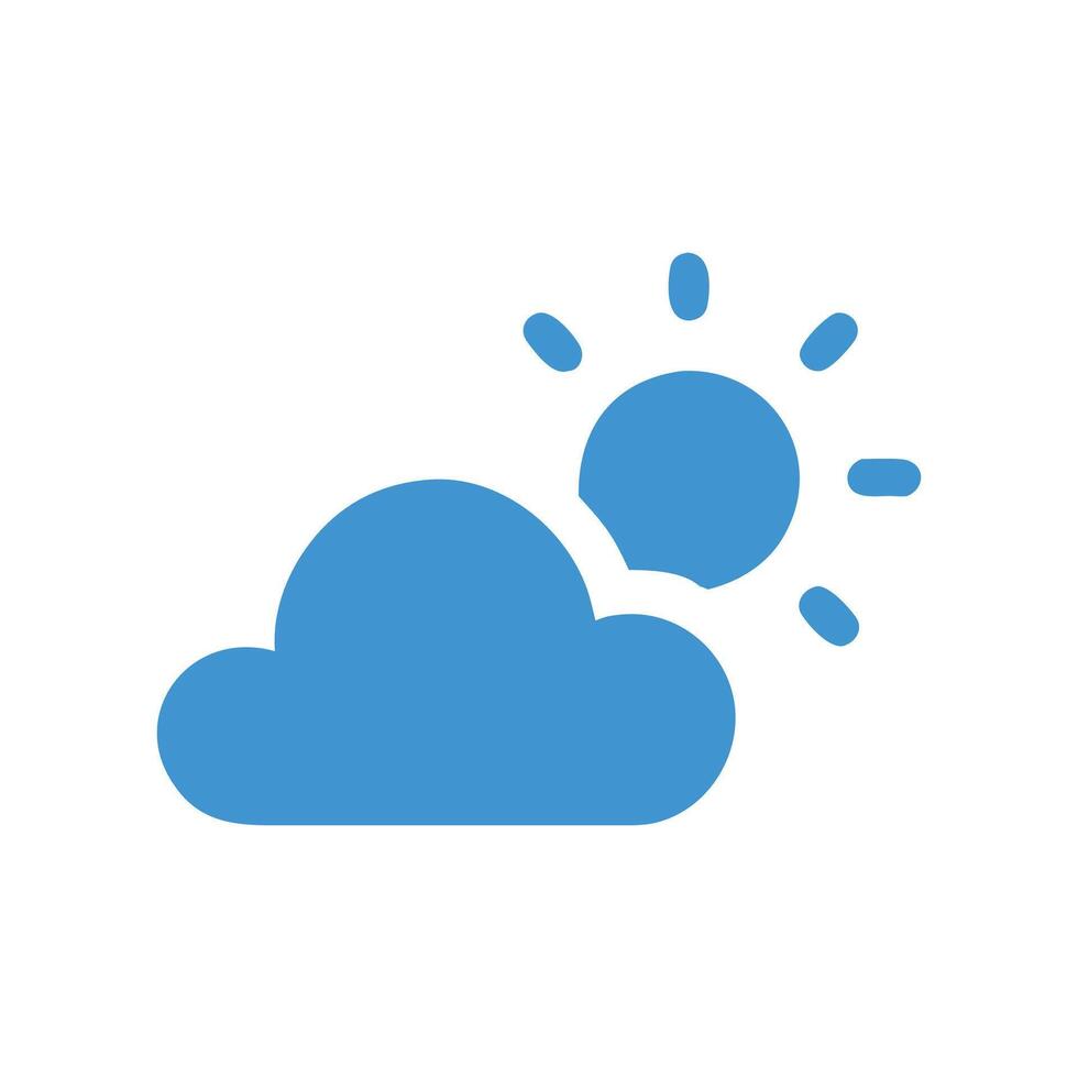 Blue Sun and Cloud Icon on Black Background vector