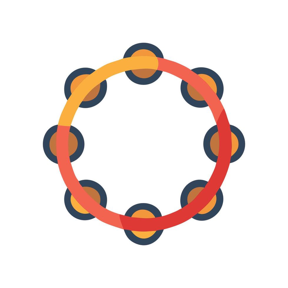 Orange tambourine musical instrument icon on a black background vector