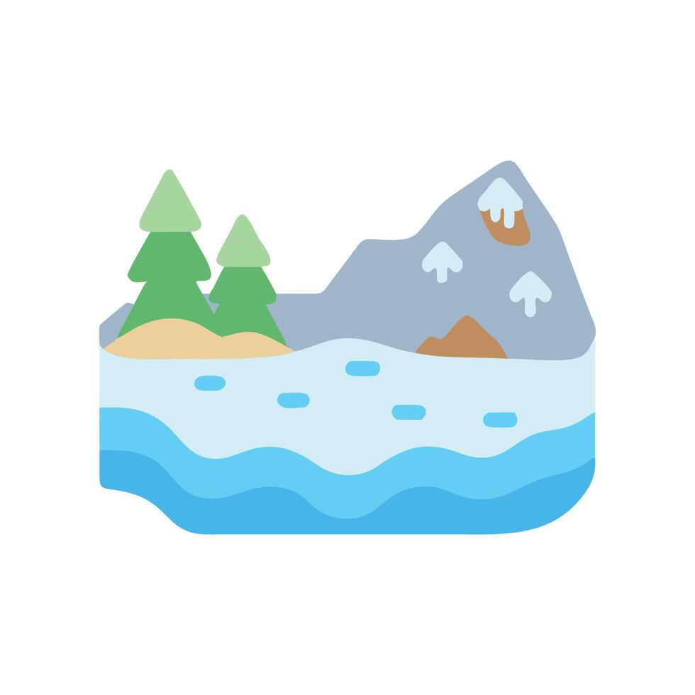 Landscape Forest, Mountains, and Water Illustration vector