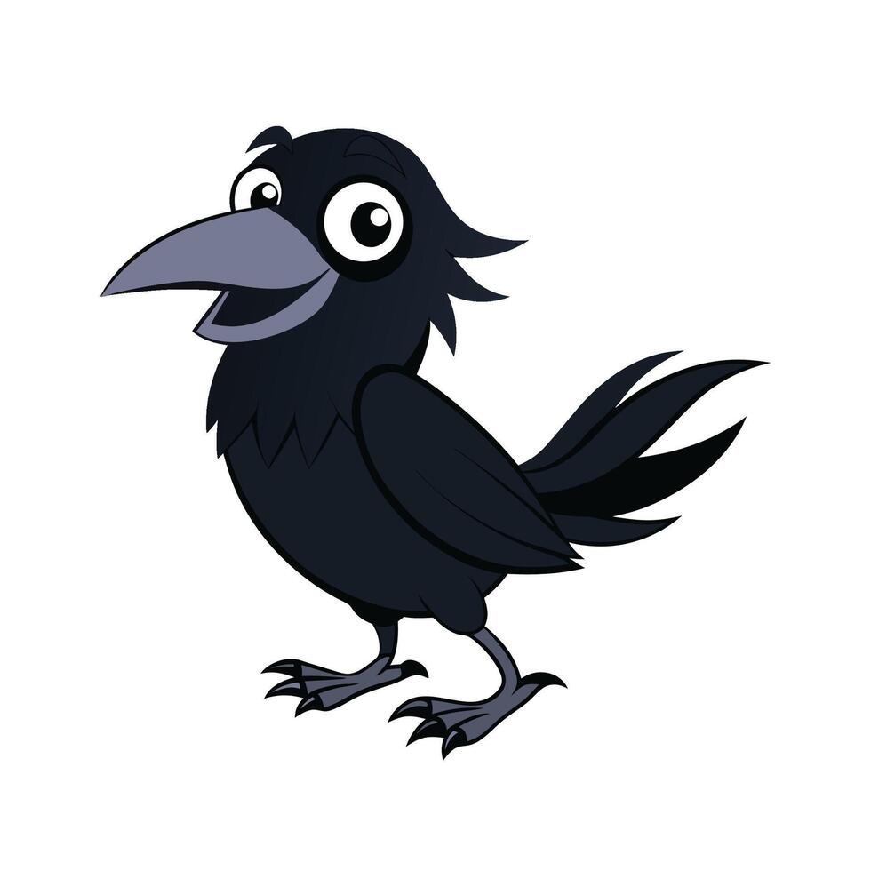 Funny Cartoon Crow Illustration with White Background vector
