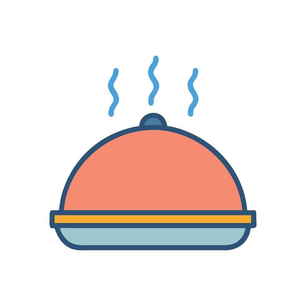 Illustration of a Steaming Hot Covered Food Platter vector