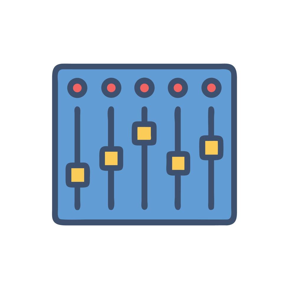 Audio Mixing Console with Faders and Red Lights vector