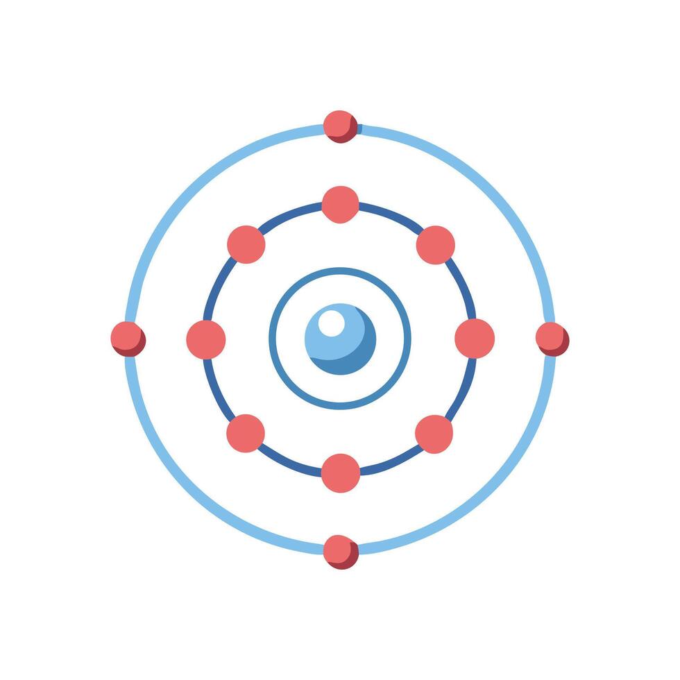 Simplified Atom Model on Black Background Illustration vector