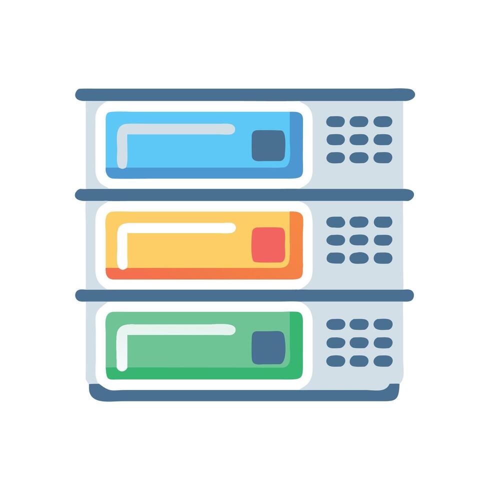Colorful Server Rack Icon for Data Storage Illustration vector