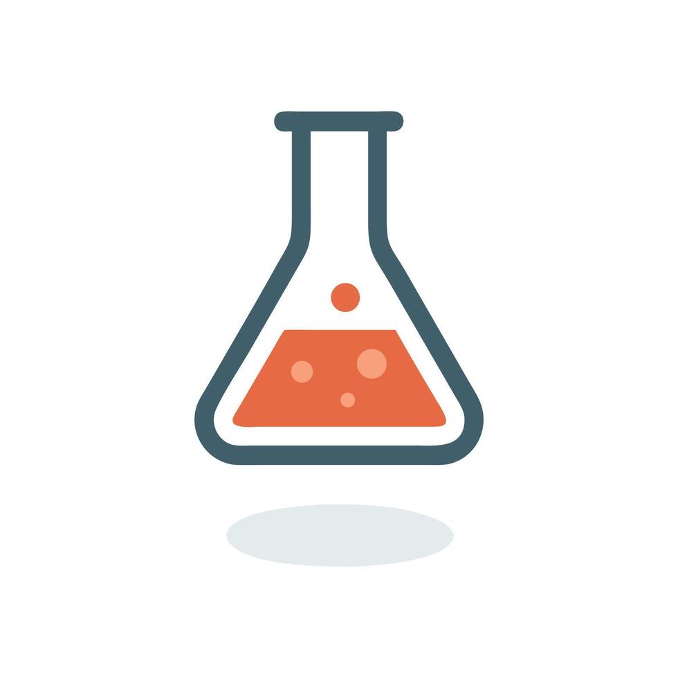 Science Flask with Bubbles and Orange Liquid vector