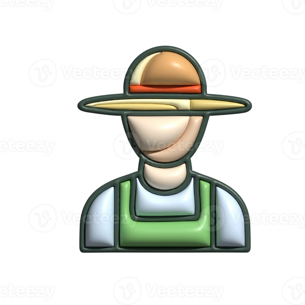 Modern 3D Farmer Icon Farming Tools, Crop Growth, and Rural Profession Design png