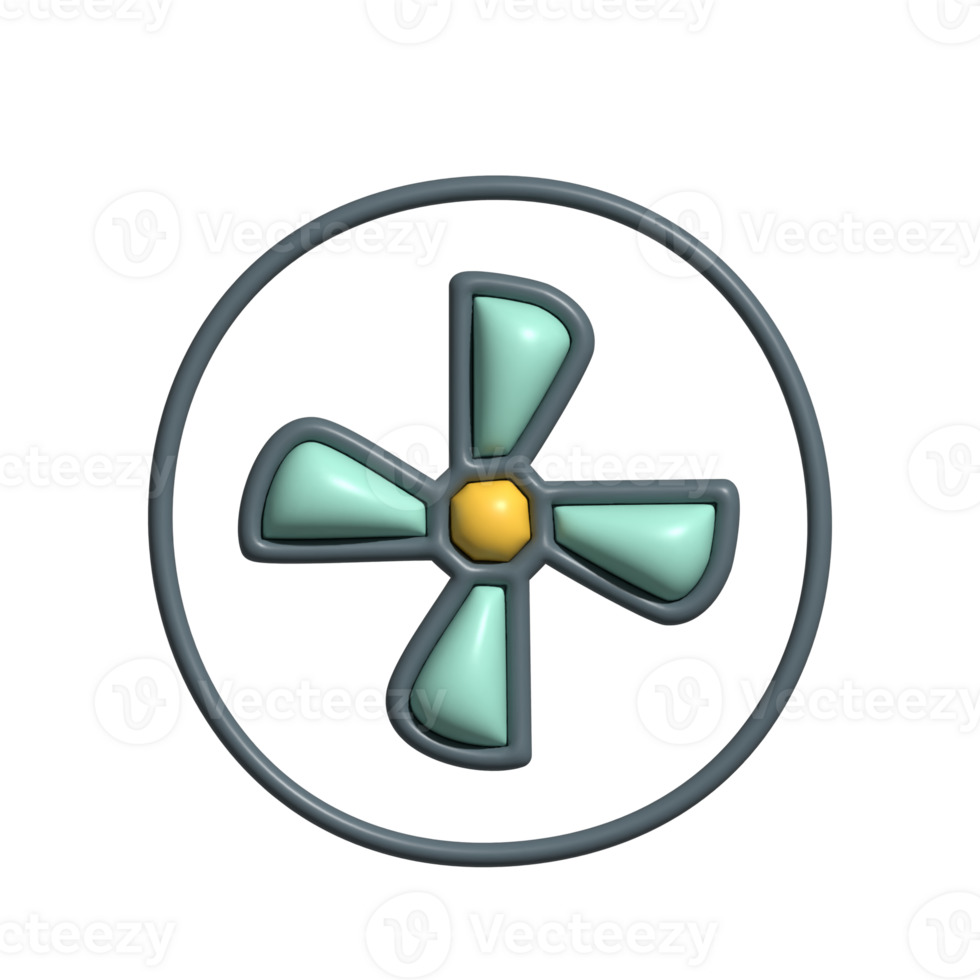 Modern 3D Fan Icon Home Cooling and Ventilation Design png